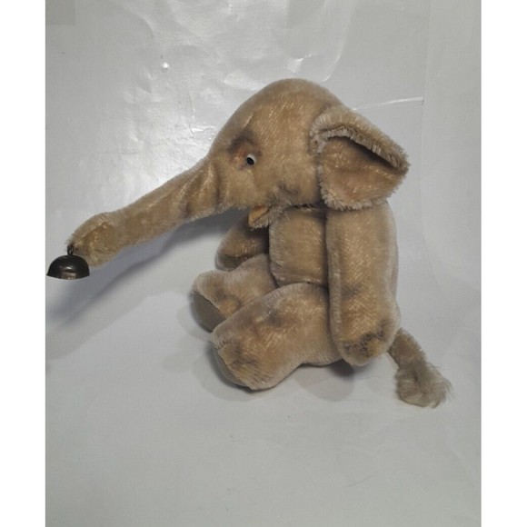 Vintage 1950s Large German Steiff Elephant Mohair, Glass Eyes, Plush - Picture 1 of 13